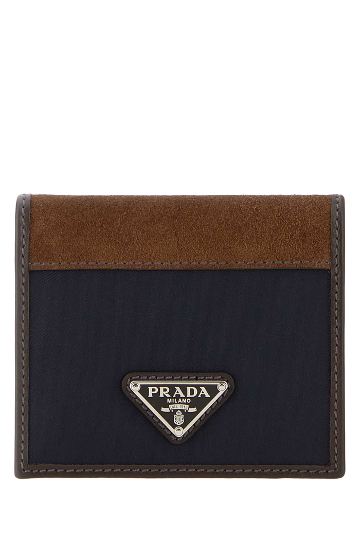 Two-Tone Fabric And Suede Wallet Blucaffe' Poliammidericiclata-vitello Portafogli