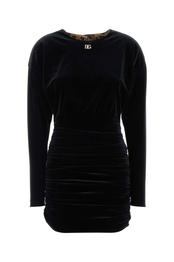 Black Velvet Mini Dress Nero Abiti