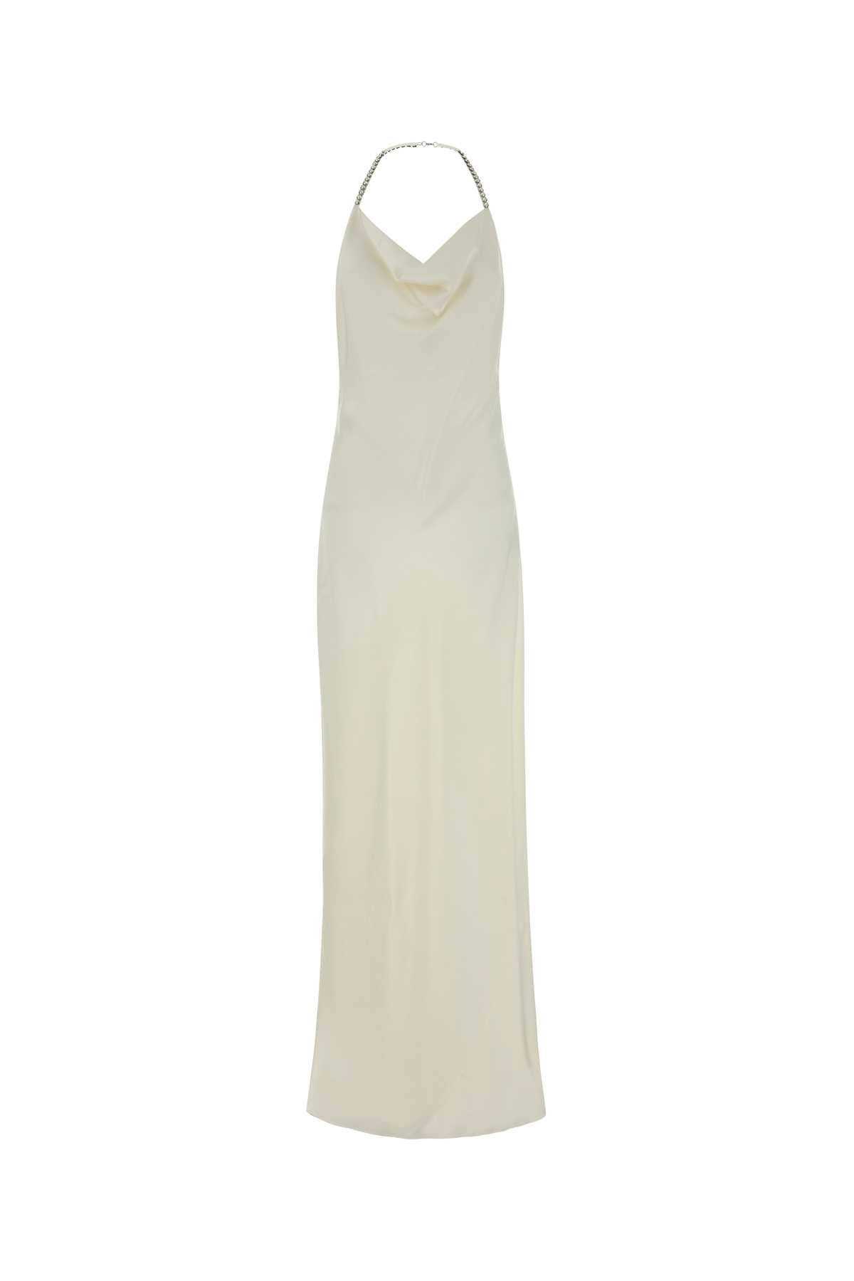 Ivory Satin Long Dress Cream Acetate Abiti