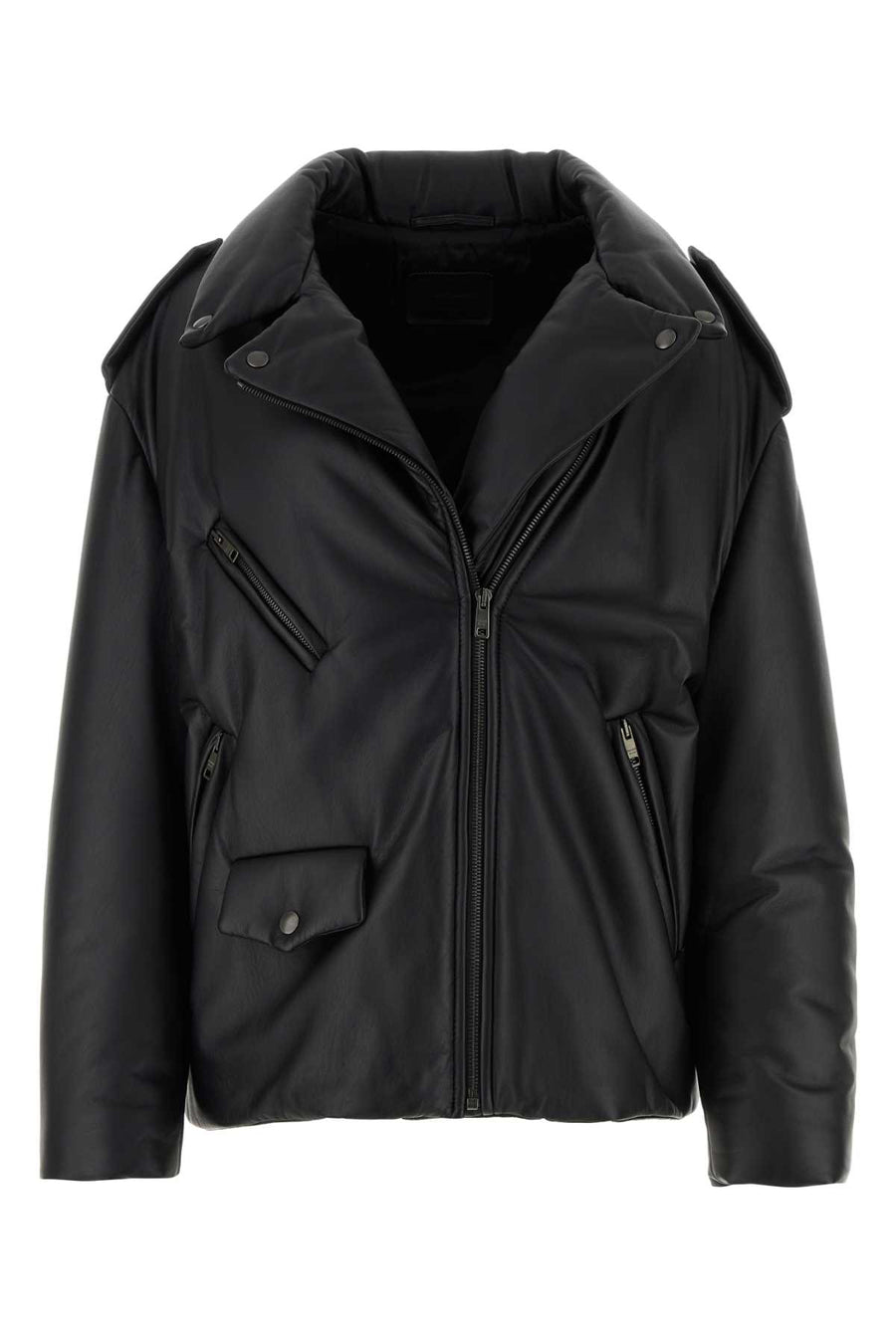 Prada 100% Agnello (lamb leather) down jacket in black