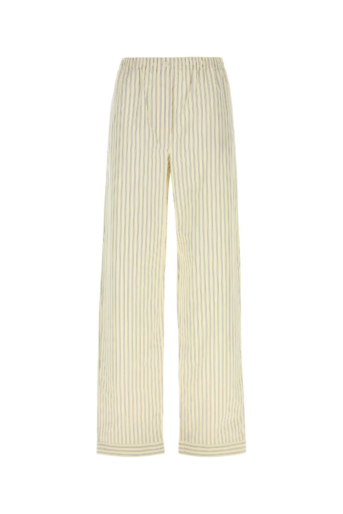 Embroidered Poplin Pyjamas Pant Crema Exterior: Cotton Pantaloni