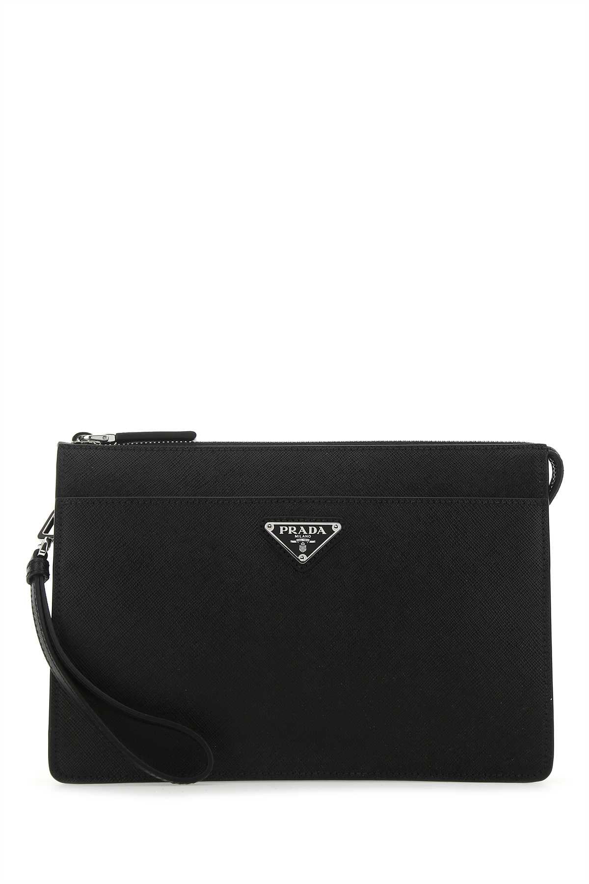 Black Leather Clutch Nero Vitello