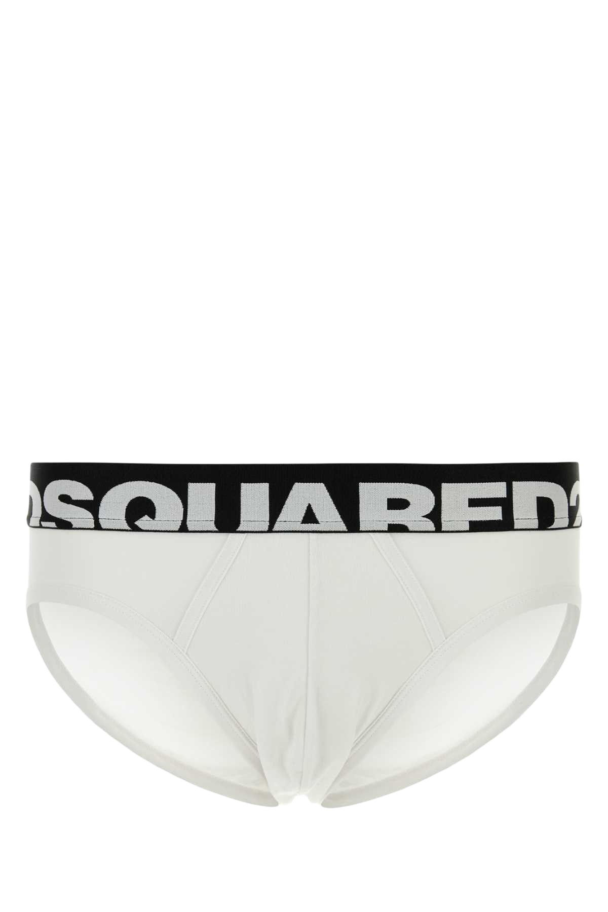White Stretch Cotton Brief Exterior: Elastane Costumi Da Bagno