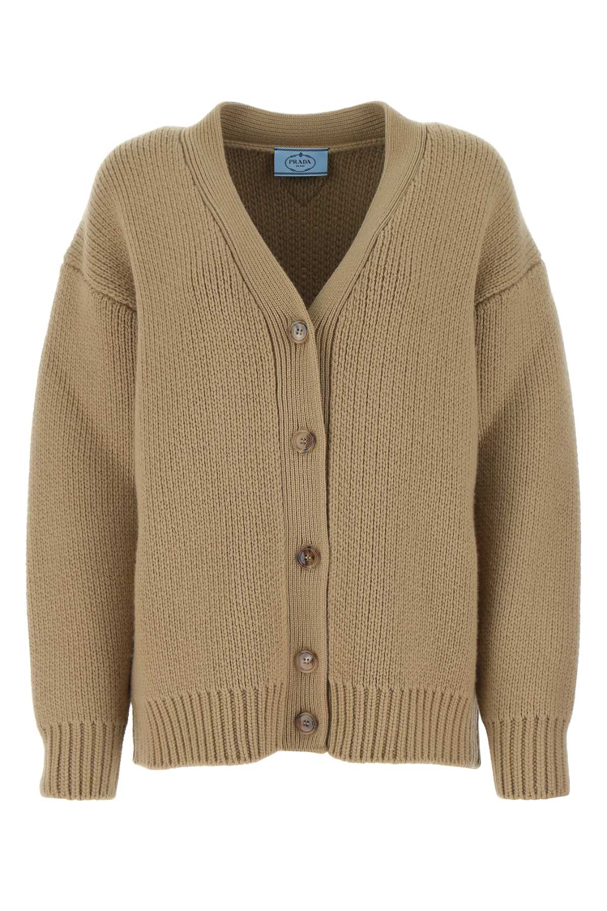 Cappuccino Wool Blend Oversize Cardigan Cammello Maglieria