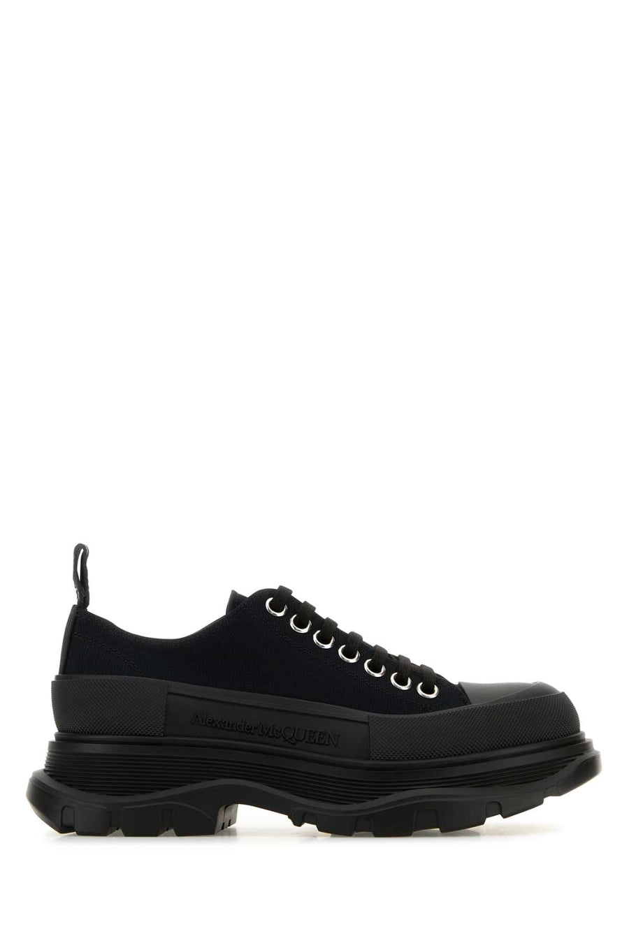 Alexander McQueen Exterior: 100% Fabric; Interior: 100% Leather; Sole: Rubber sneaker in black