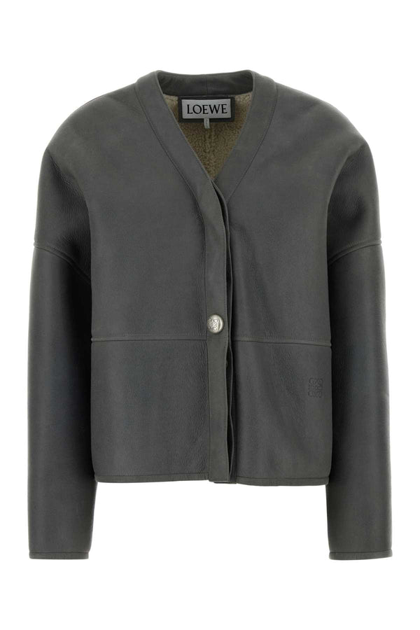 Loewe Cardigan 100% Shearling jacket in gray