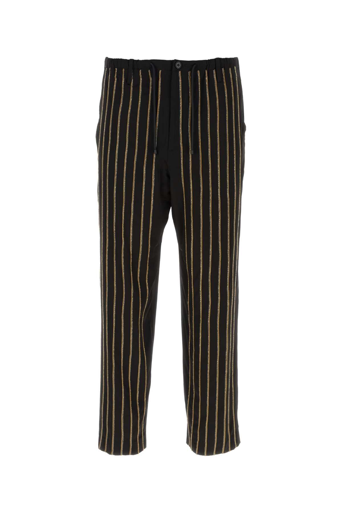 Black Viscose Blend Pant Exterior: Cotton Pantaloni