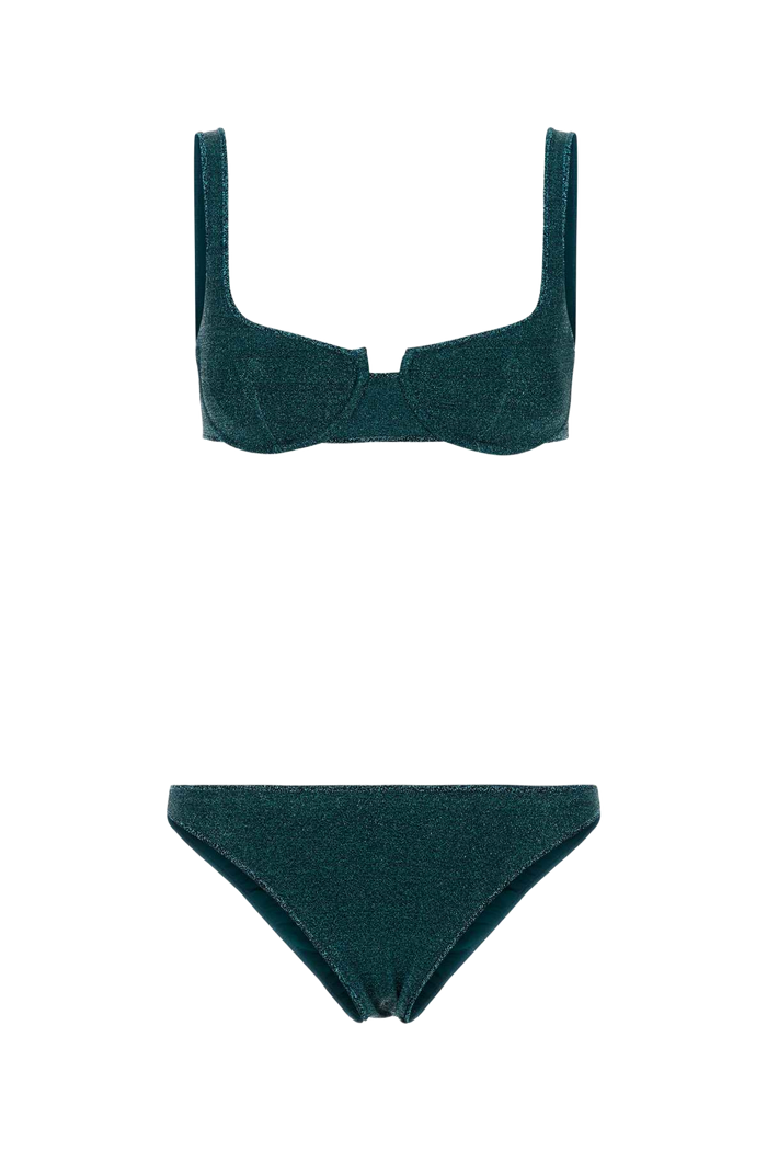 Petrol Blue Nylon Blend Bikini Peacock Costumi Da Bagno