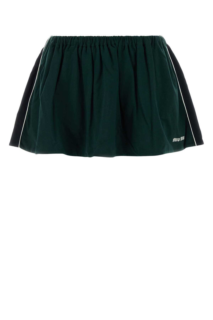 Bottle Green Cotton Mini Skirt Bottigliablu Gonne