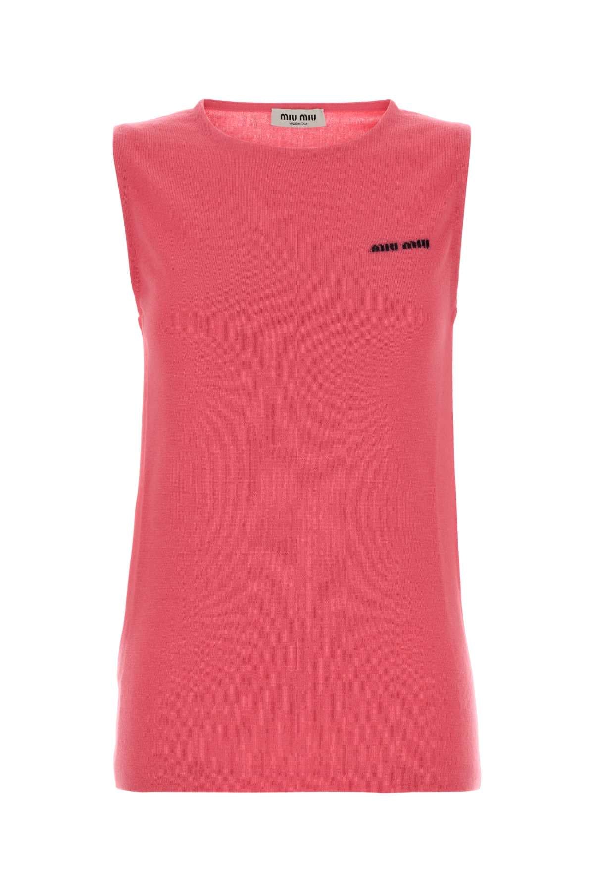 Fluo Pink Cashmere Blend Vest Sews Maglieria