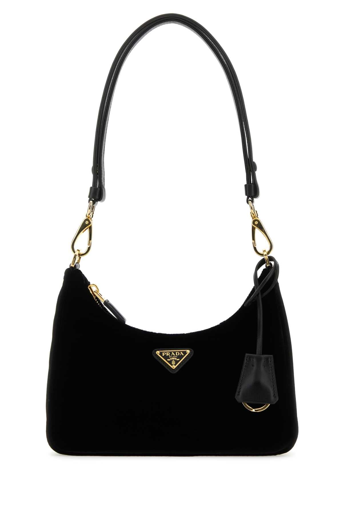 Black Velvet Mini Prada Re-Edition Shoulder Bag Nero Vi-lambleather Borse A Mano