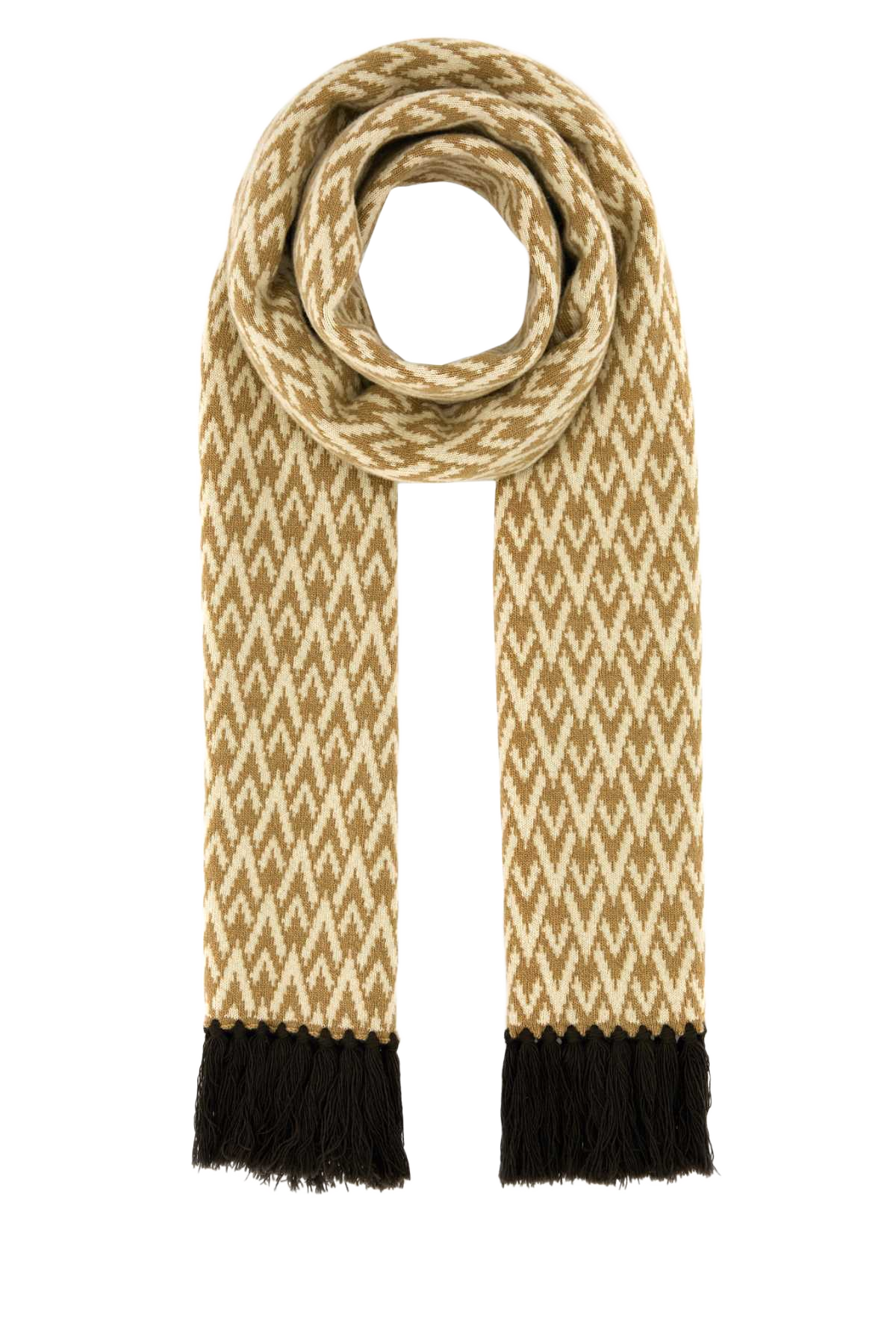 Embroidered Wool Toute La V Scarf Lightcamelcrema Exterior: Virgin Sciarpe E Foulard