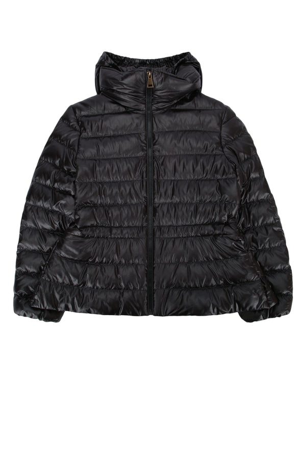 Moncler Jr Jacket Hood: 100% Polyamide/Nylon. Outer: 100% Polyamide/Nylon down jacket in black