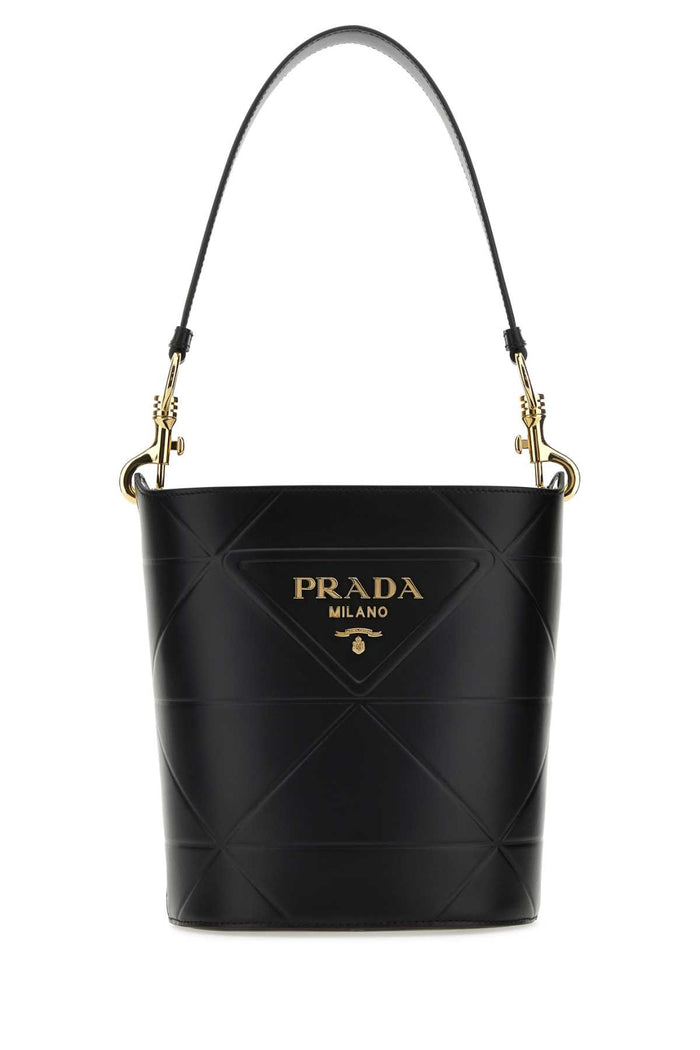 Black Leather Bucket Bag Vitello Borse A Secchiello