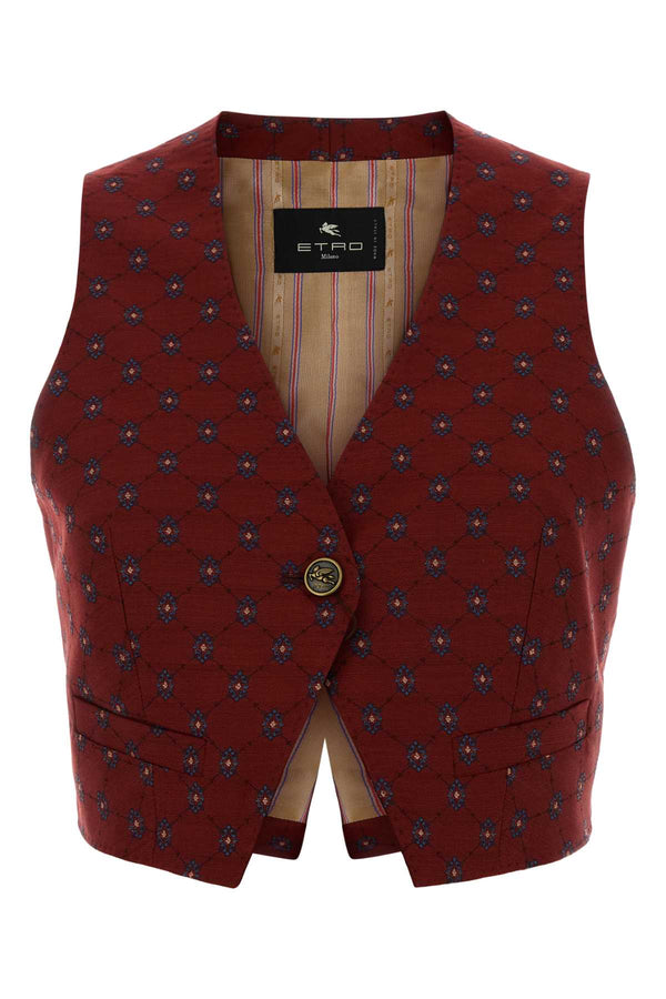 Etro Exterior: 87% Wool 13% Cotton; Lining: 52% Viscose 48% Acetate vest in red