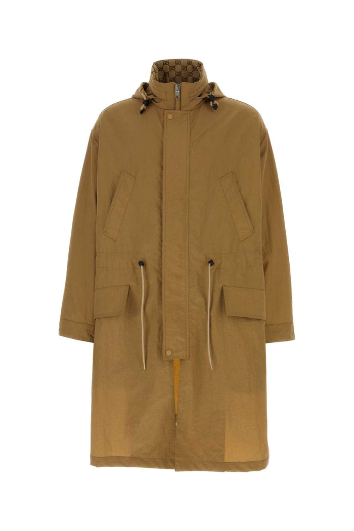 Biscuit Nylon Jacket Camel Exterior: Trench