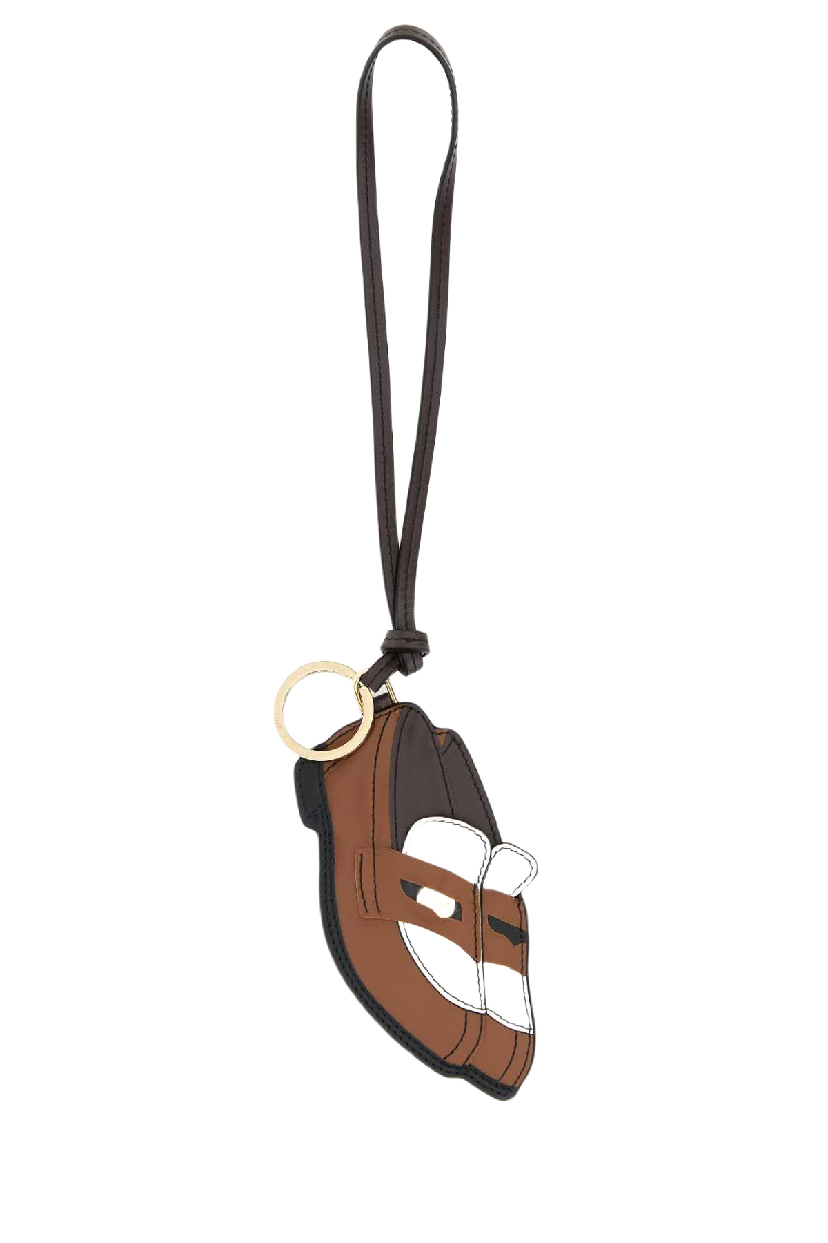 Multicolor Leather Keyring Cognacbianco Vitello Portachiavi