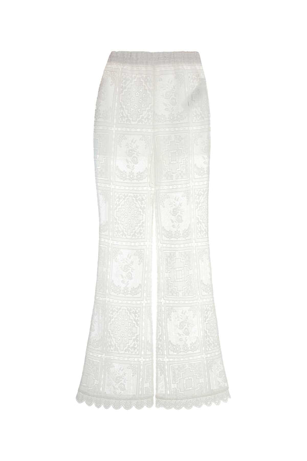 Zimmermann Embroidered Exterior: 100% Polyester trouser in white