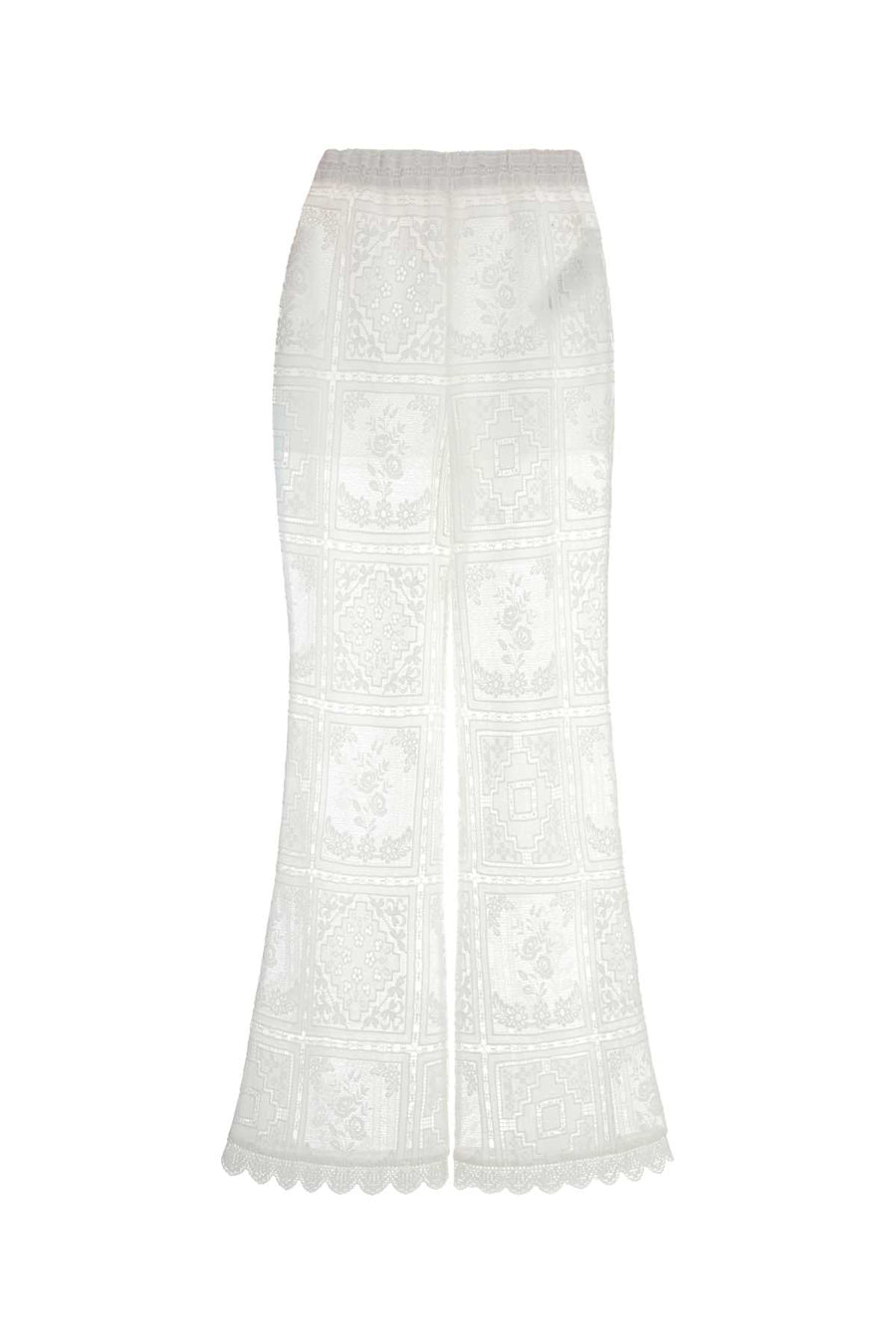 Zimmermann Embroidered Exterior: 100% Polyester trouser in white