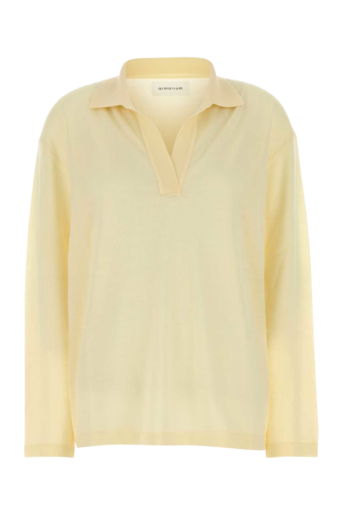 Pastel Yellow Wool Aurelio Polo Shirt Sun Exterior: Virgin