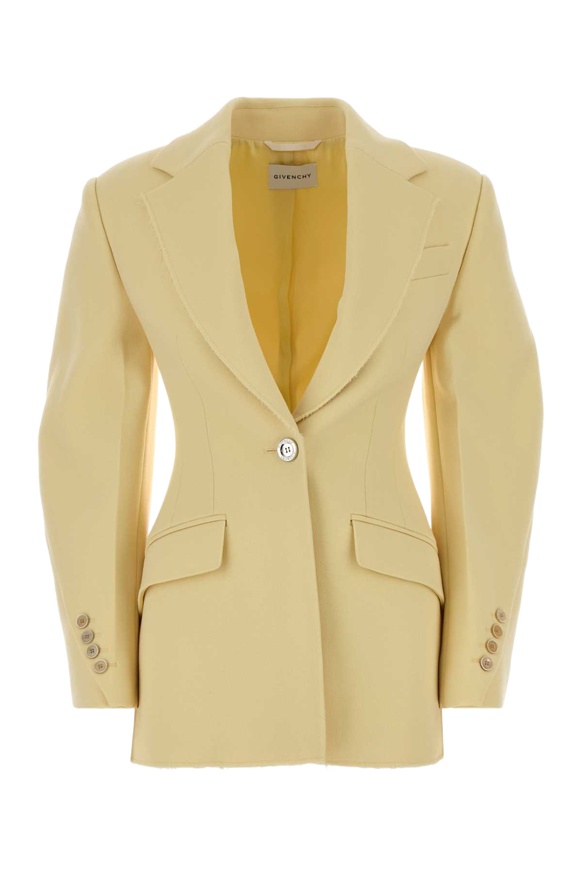 Pastel Yellow Crepe Blazer Butter Giacche E Gilet