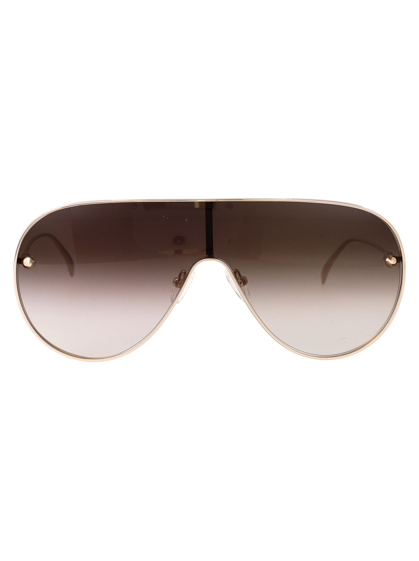 Gold-gold-brown Metal Sunglasses
