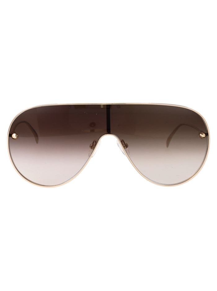 Gold-gold-brown Metal Sunglasses