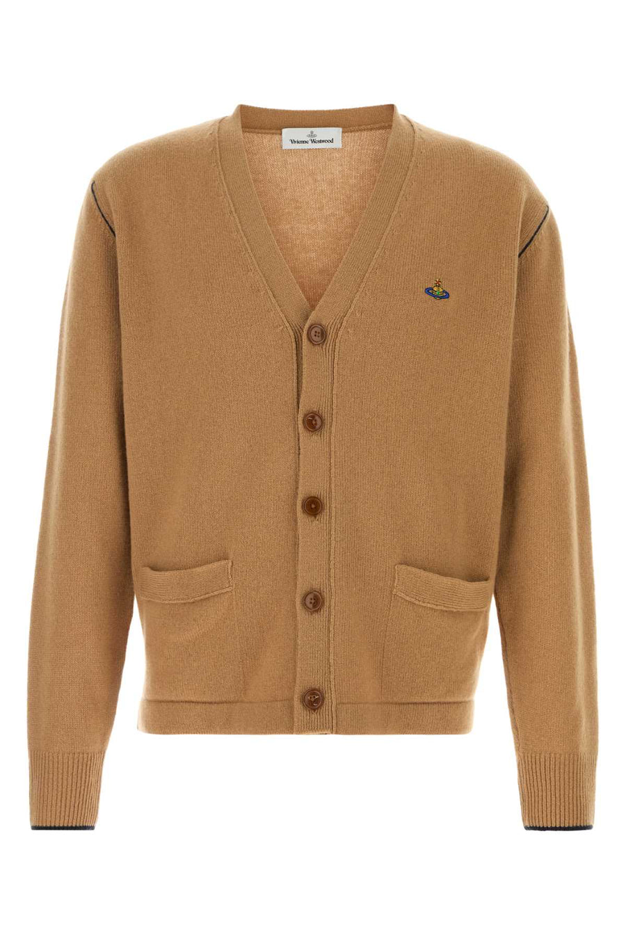 Vivienne Westwood Cardigan 90% Merino wool cardigan in camel