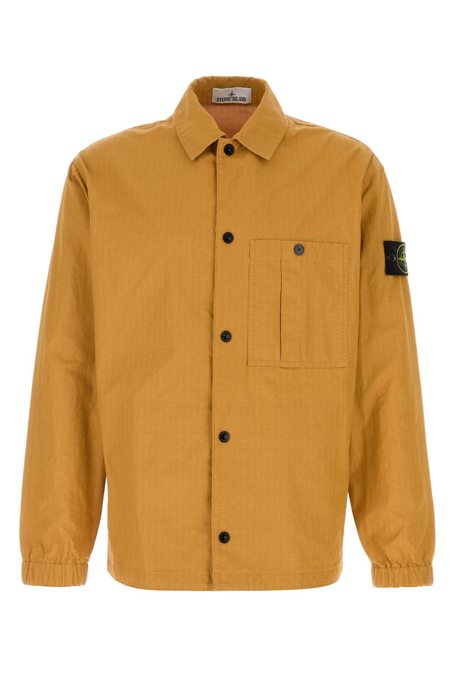 Stone Island 100% cotton body with 100% polyurethane resin coating jacket in mustard