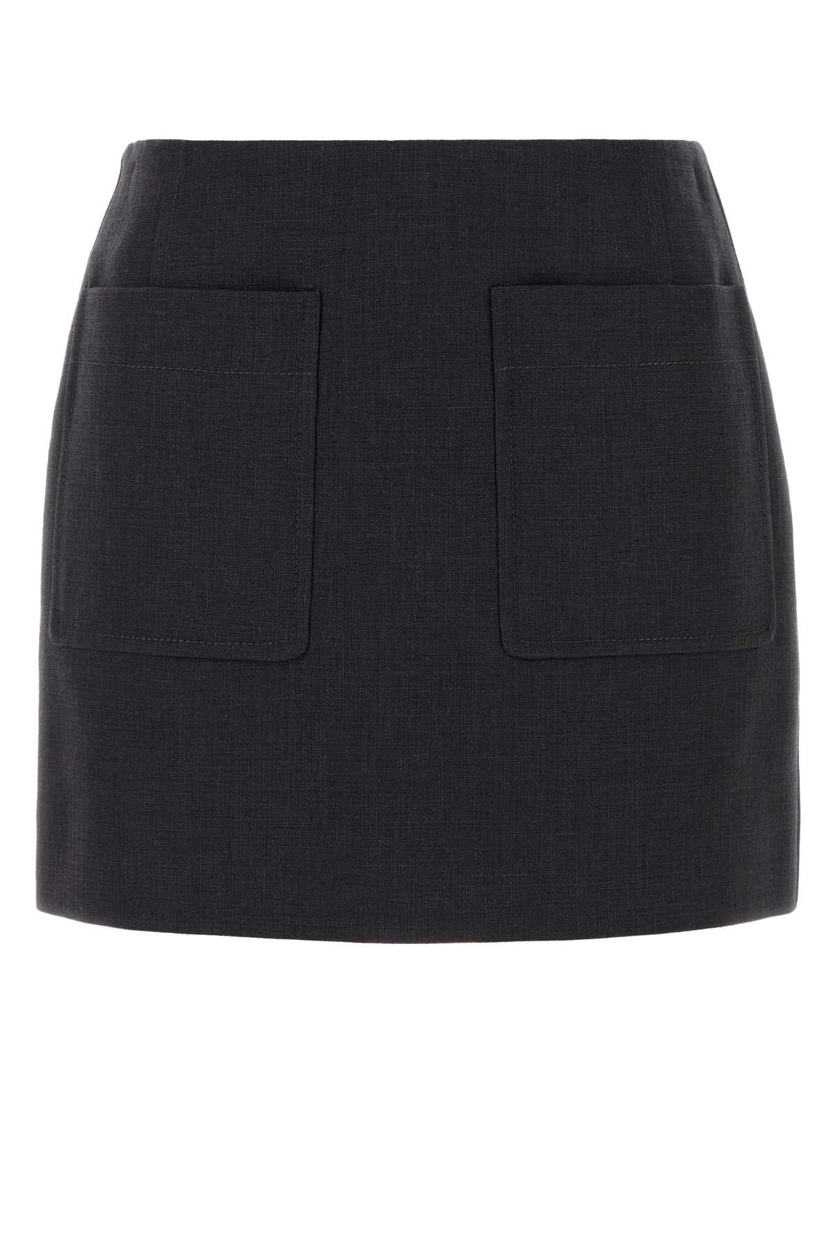 Graphite Cotton Blend Mini Skirt Antracite Gonne