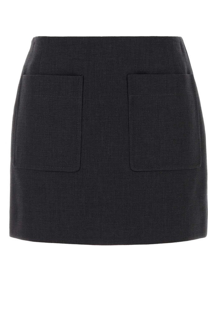 Graphite Cotton Blend Mini Skirt Antracite Gonne