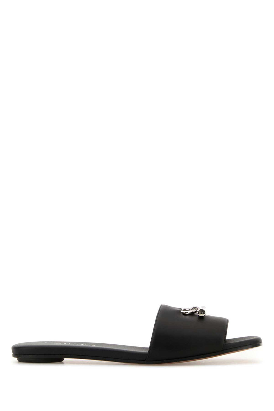 Alexander McQueen Exterior: 100% Leather; Interior: 100% Leather; Sole: Leather slide sandal in black