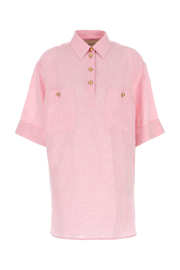 Valentino Garavani Solid 100% Linen shirt in pink