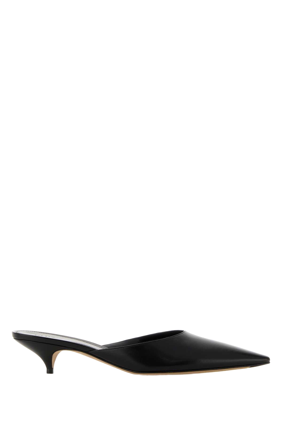 Black Leather Lisa Mules Scarpe Con Tacco