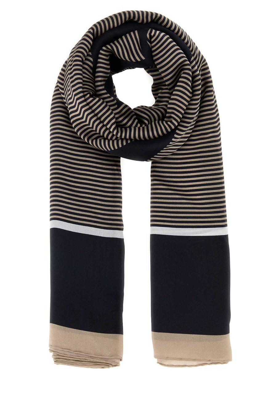 Saint Laurent Rayures 100% Silk scarf in navy