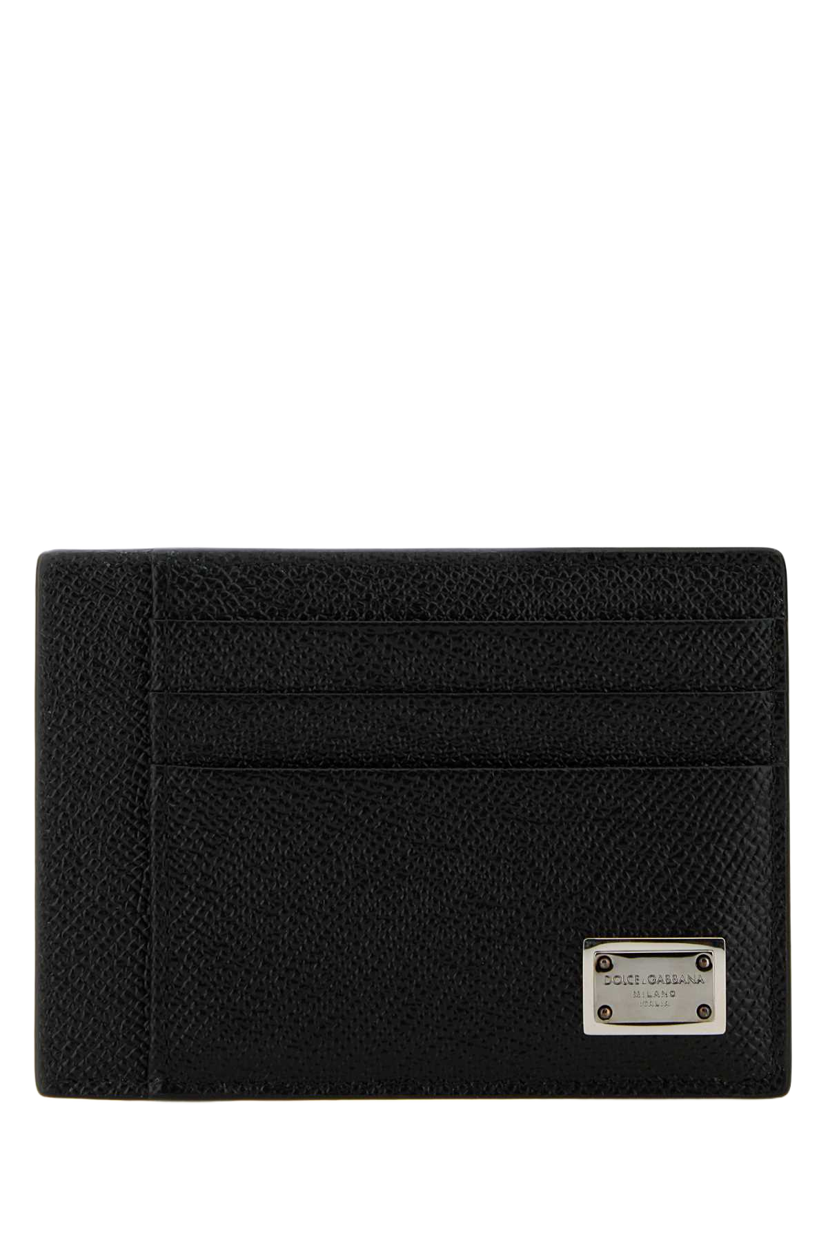 Black Leather Card Holder Nero Portafogli