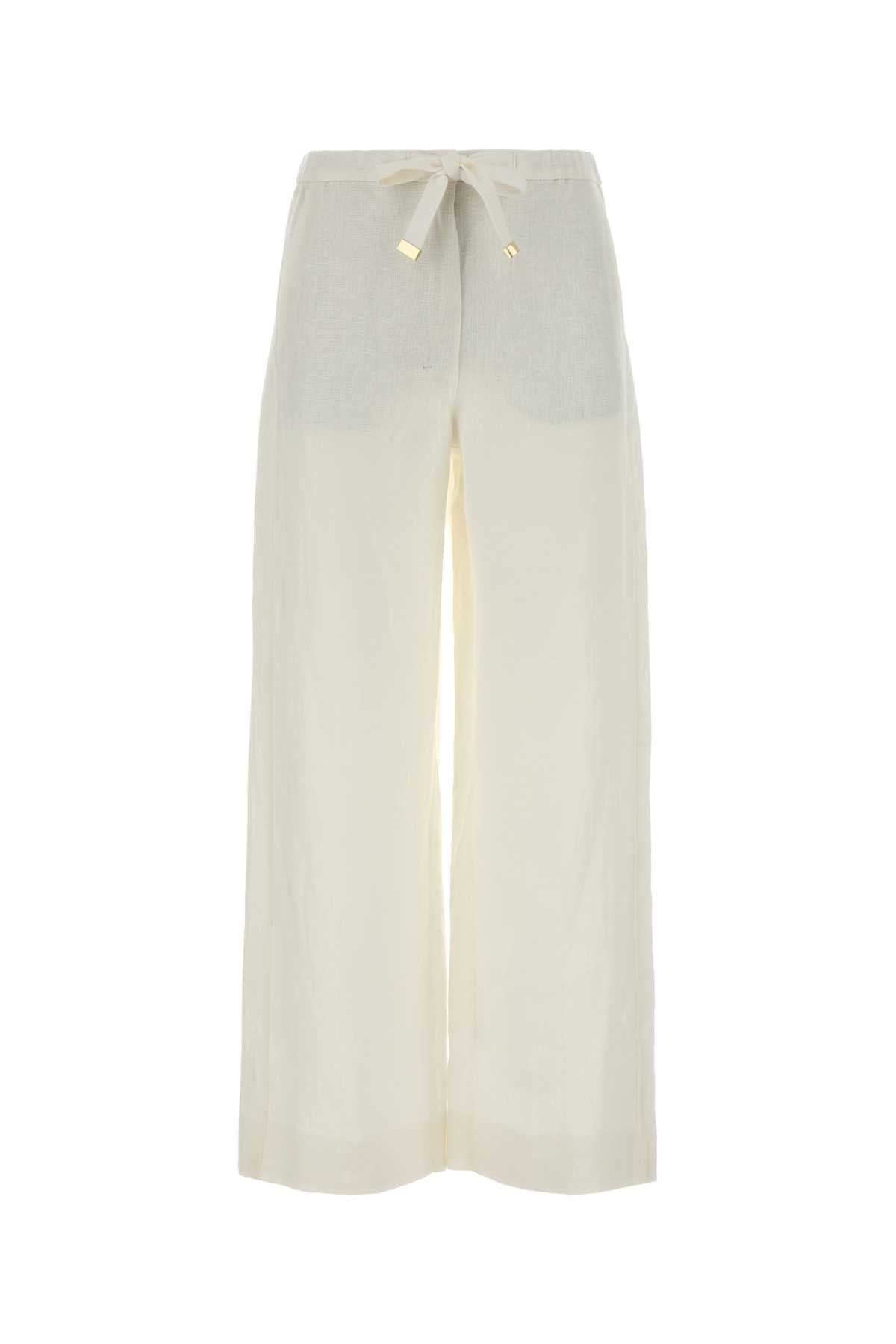 White Linen Amedea Pant Bianco Exterior: Pantaloni