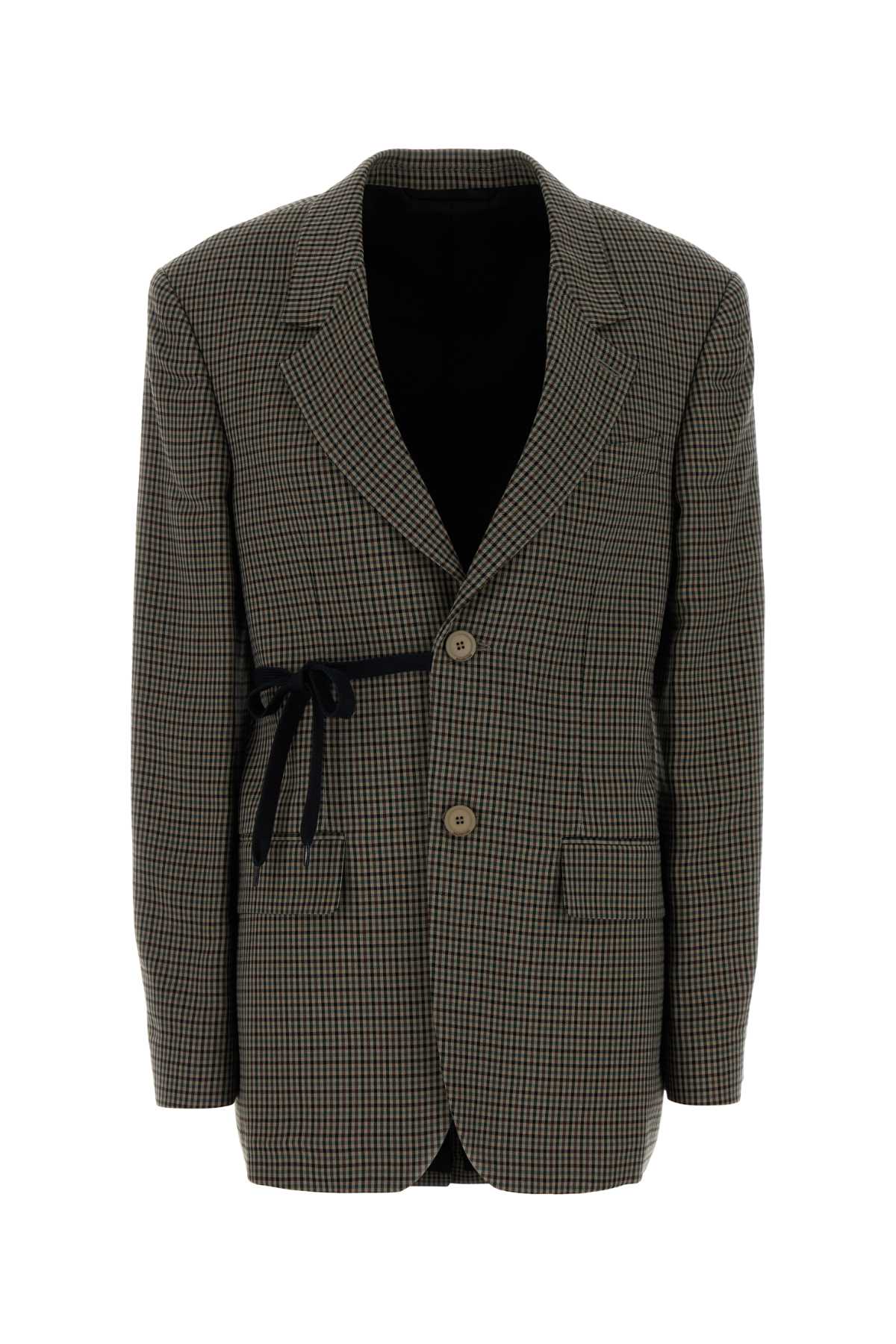 Embroidered Lyocell Blazer Khaki/brown T F Cupro Fp Cotton Giacche E Gilet