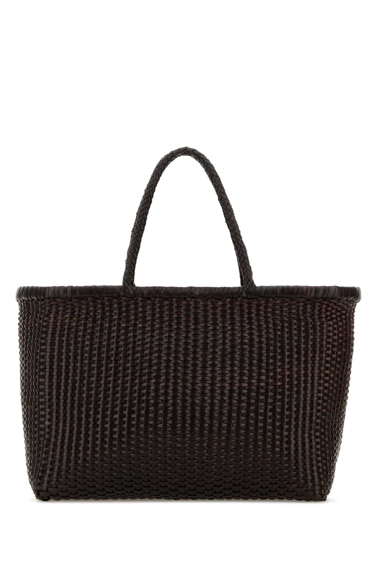 Dark Brown Leather B Weave Bucket Bag Exterior: Borse A Mano