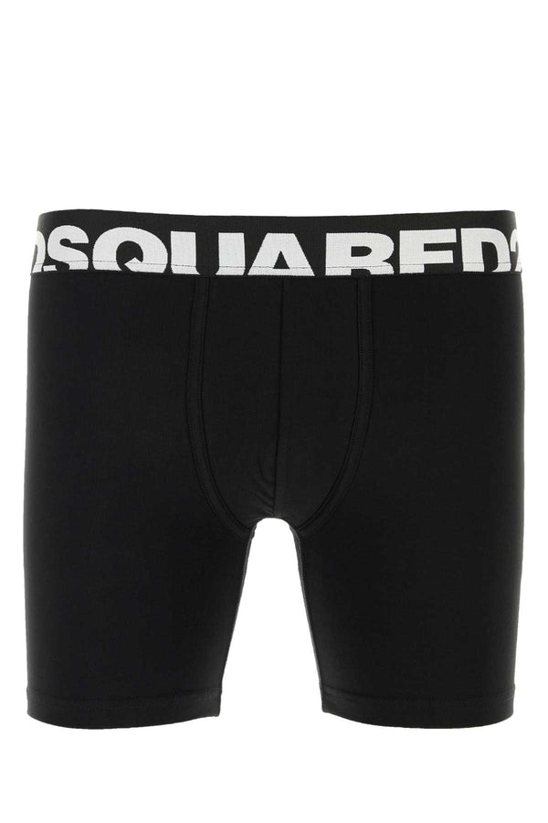 Dsquared2 94% Cotton swim shorts in black