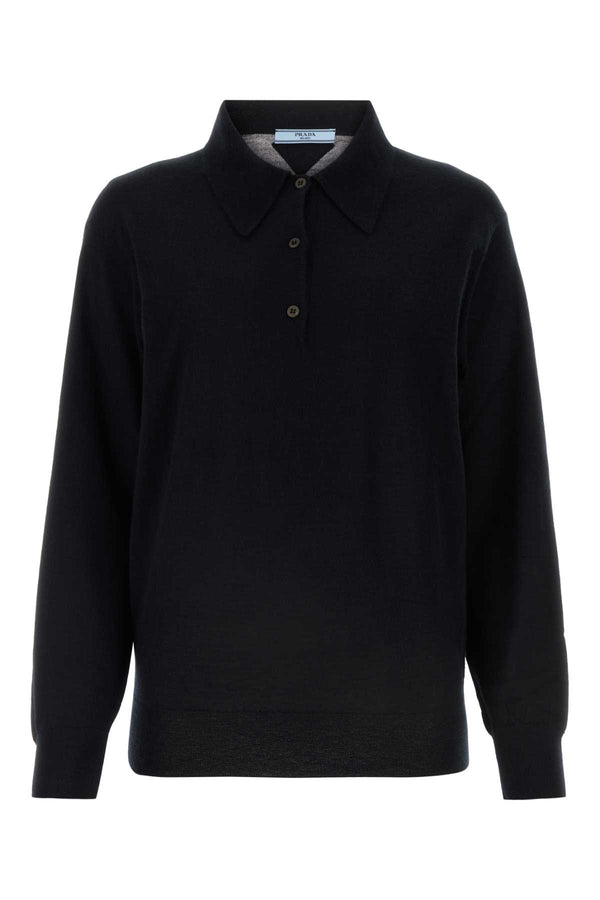 Prada 100% Cashmere (WS-Trochus Niloticus) polo shirt in black