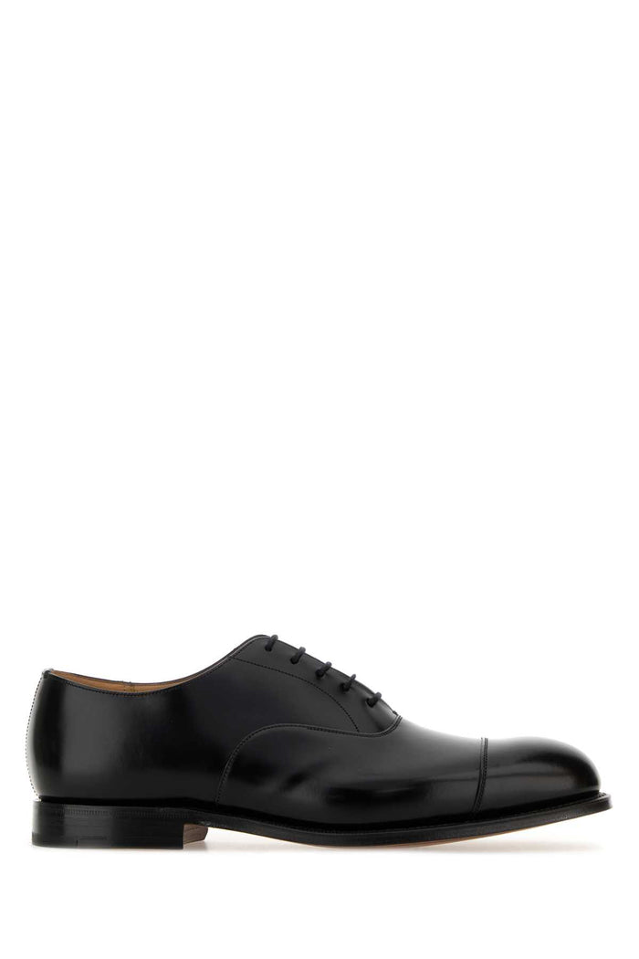 Black Leather Consul Lace-Up Shoes Scarpe Stringate