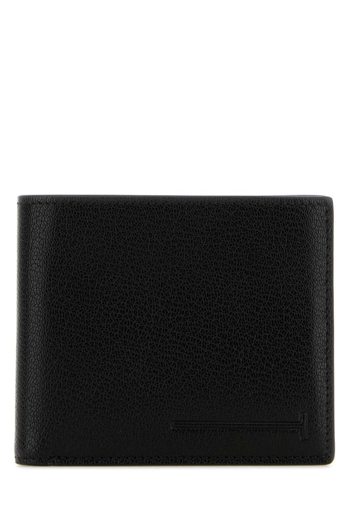 Black Leather Wallet Portafogli