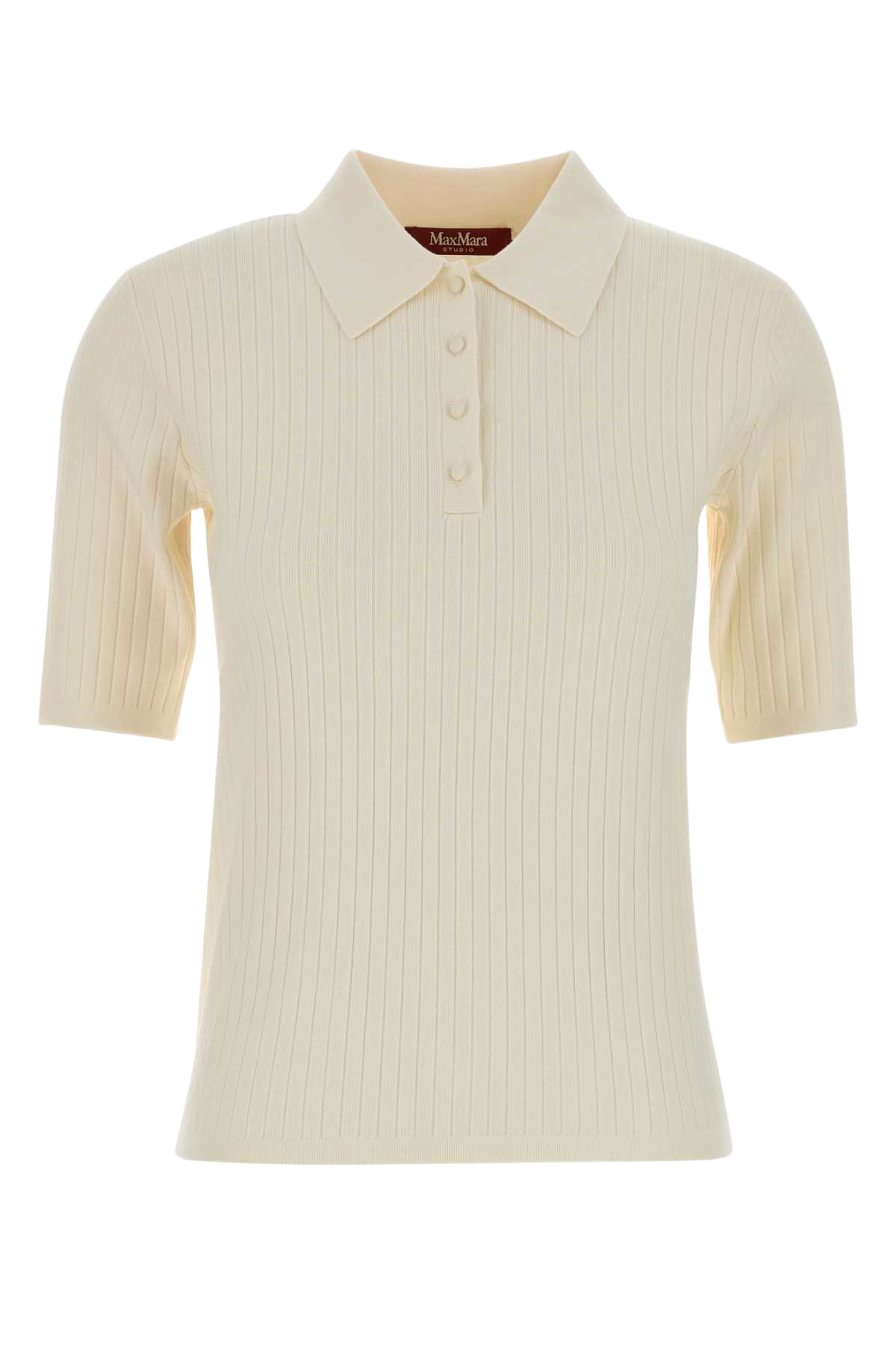 Ivory Viscose Blend Oscuri Polo Shirt Bianco Exterior: Polyester