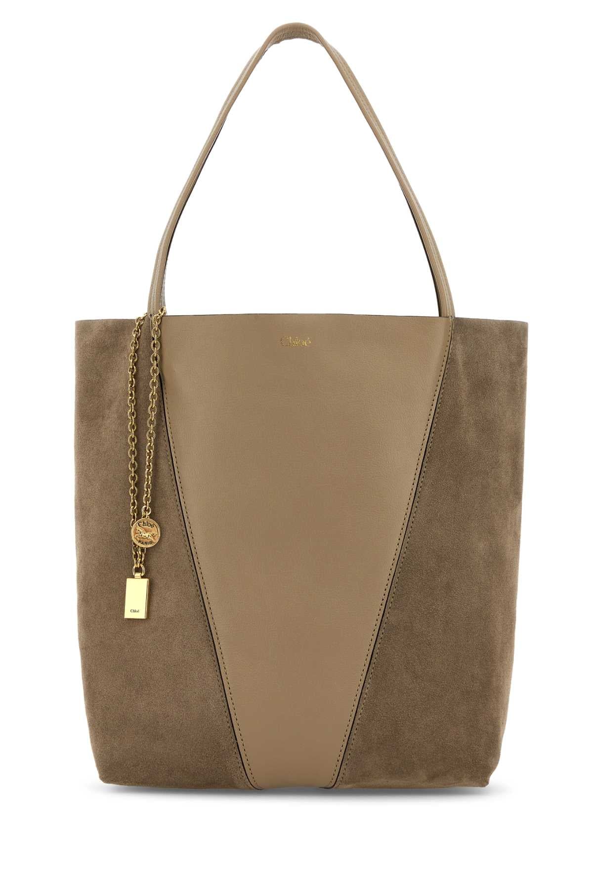 Dove Grey Leather And Suede Chloã¨ Spin Shopping Bag Boyishbrown Borse A Mano