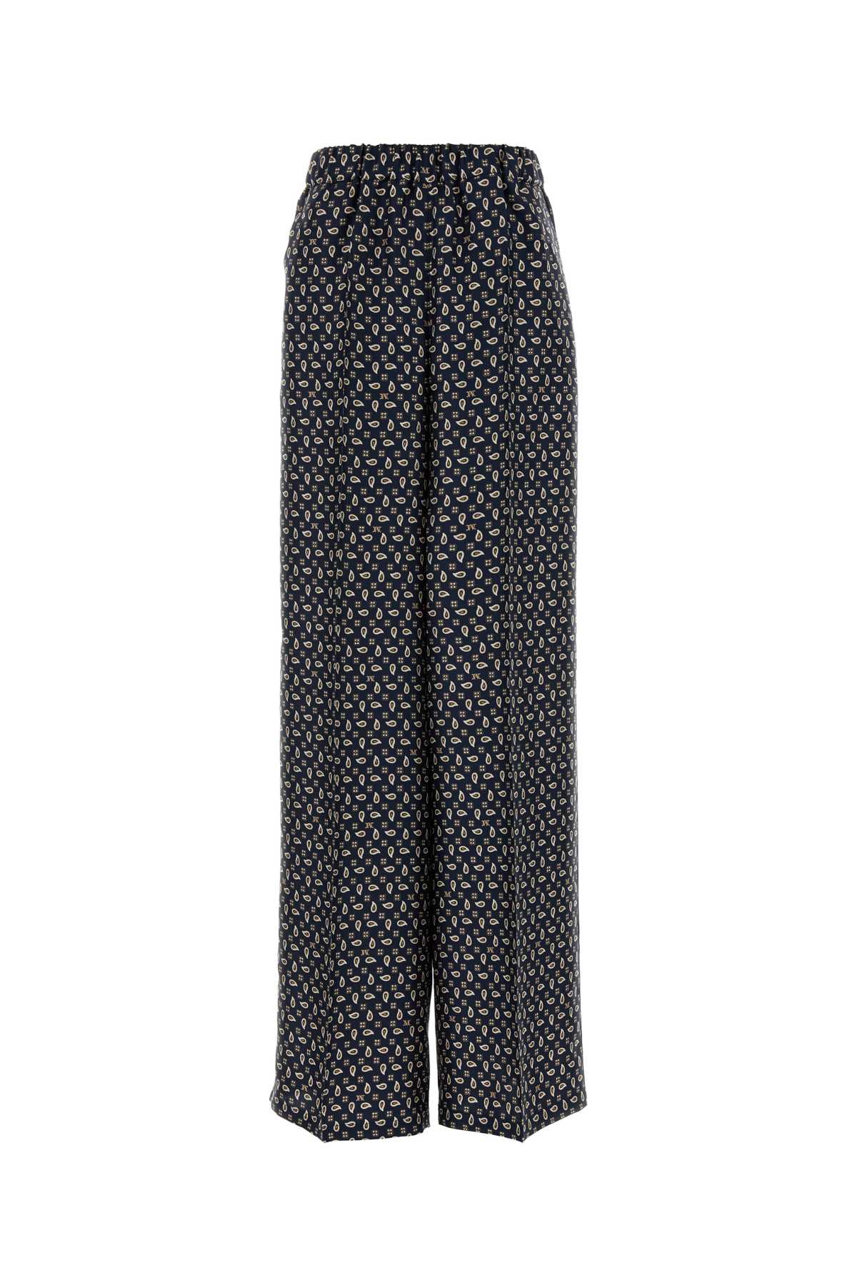 Printed Silk Vischio Pant Blue Exterior: Pantaloni