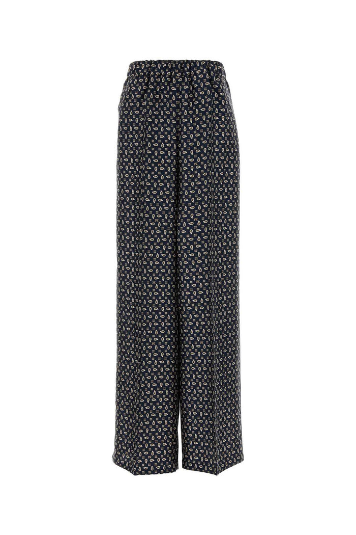 Printed Silk Vischio Pant Blue Exterior: Pantaloni