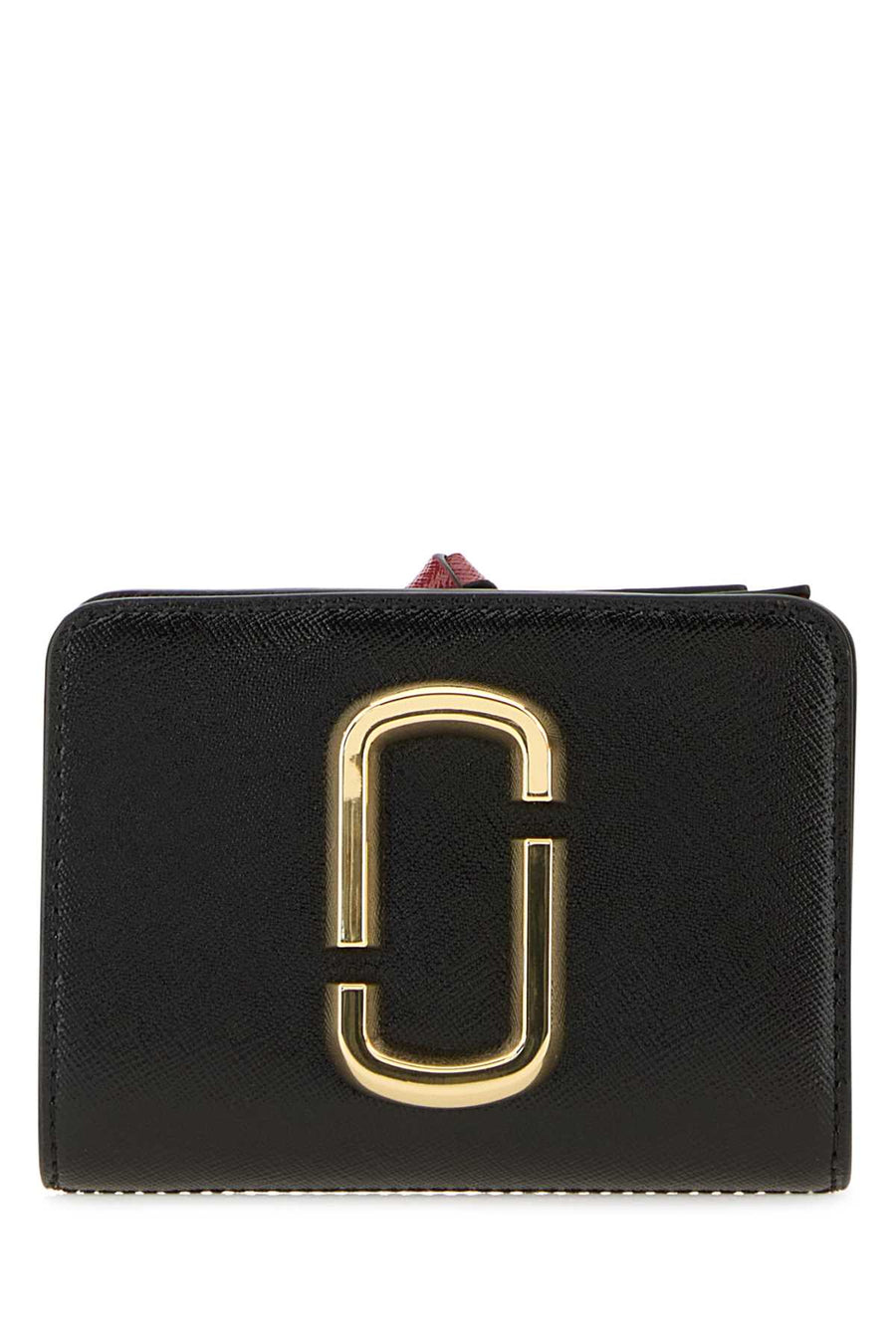 Marc Jacobs Compact Exterior: 100% Leather; Finishing: Golden metal wallet in black