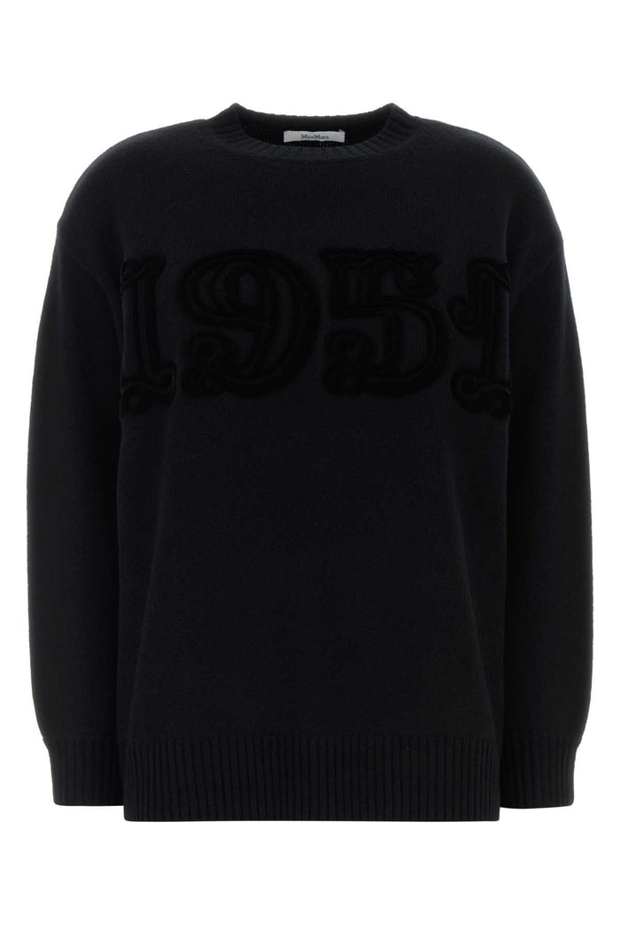 Black Wool Blend Fido Sweater Nero Exterior: Cashmere Maglieria