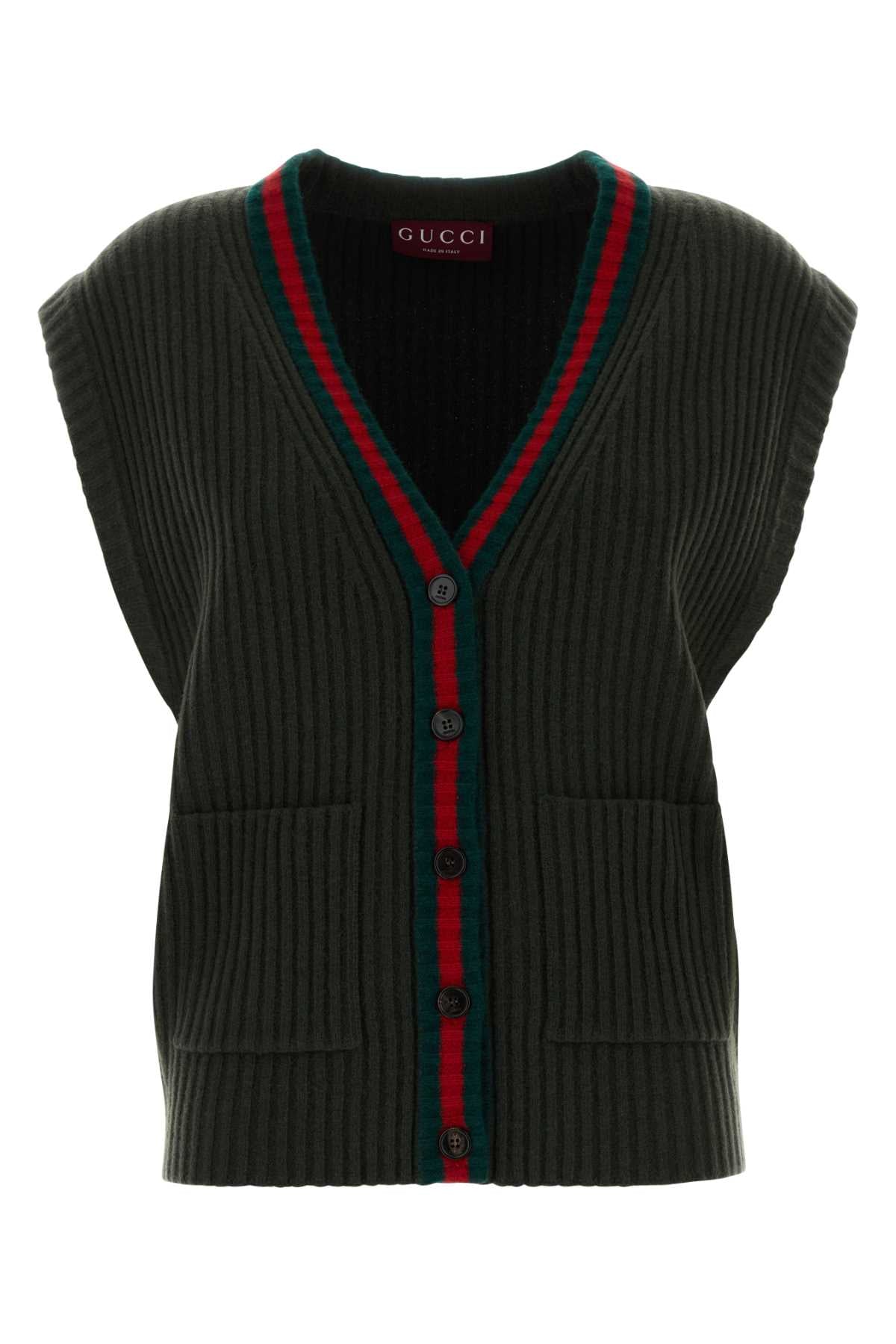 Bottle Green Wool Vest Exterior: Maglieria